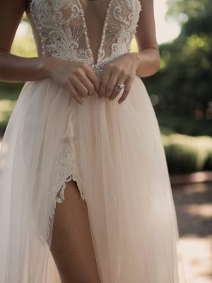 Bright slit Wedding Dress by Naama Navipur