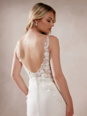 Justin Alexander Yelena Fit and Flare Wedding gown alterations San Diego