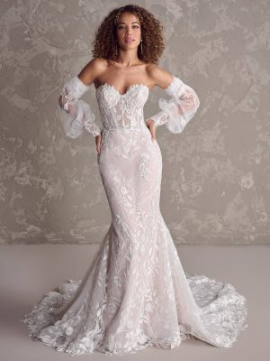 Maggie Sottero Fairchild Fit and Flare Sheath Wedding gown alterations San Diego