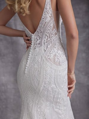 Sottero and Midgley Bailey Fit and Flare Classic wedding dresses with long trains