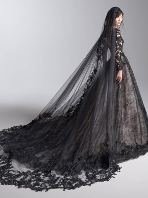 Sottero and Midgley Zander Beach wedding gowns for destination weddings Veil Black