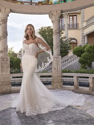 Casablanca Kitty Fit and Flare Romantic lace wedding dresses