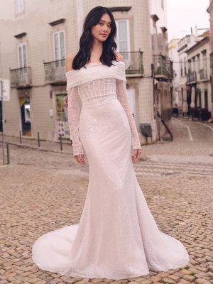 Maggie Sottero Drew Fit and Flare Modern minimalist wedding dresses