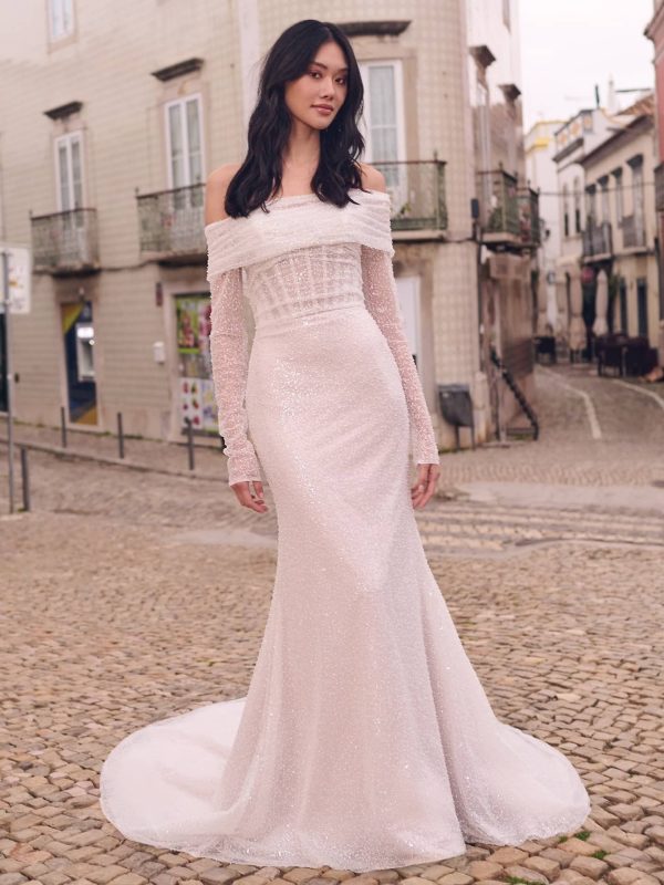 Maggie Sottero Drew Fit and Flare Modern minimalist wedding dresses