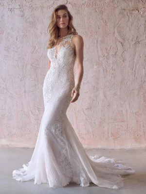 Maggie Sottero Kern Fit and Flare Modern minimalist wedding dresses