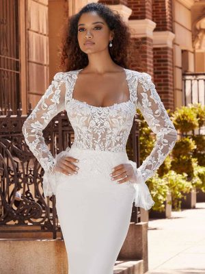 Morilee Jade Fit and Flare Classic wedding dresses with long trains