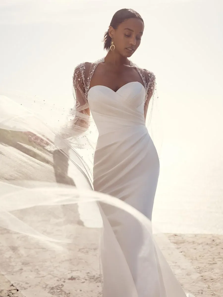 Rebecca Ingram Clover Sheath Wedding Dress 23RS059A01 PROMO5 DW Classic wedding dresses with long trains