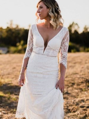 Casablanca Ainsley Fit and Flare Romantic lace wedding dresses