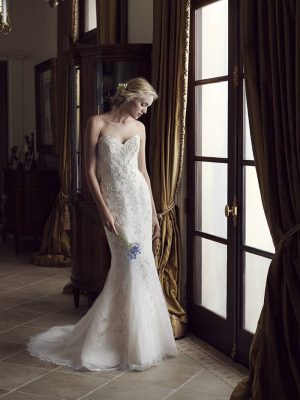 Casablanca Carnation Fit n Flare Romantic lace wedding dresses