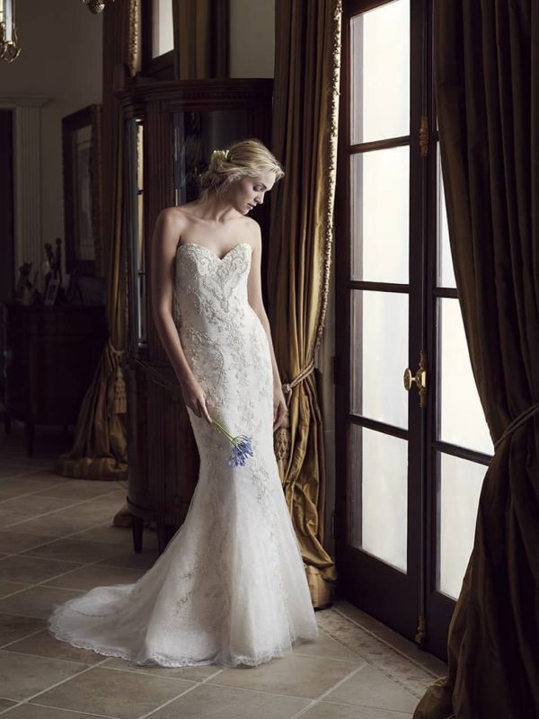 Casablanca Carnation Fit n Flare Romantic lace wedding dresses