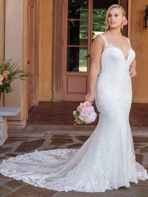 Casablanca Kinsley Fit and Flare Romantic lace wedding dresses
