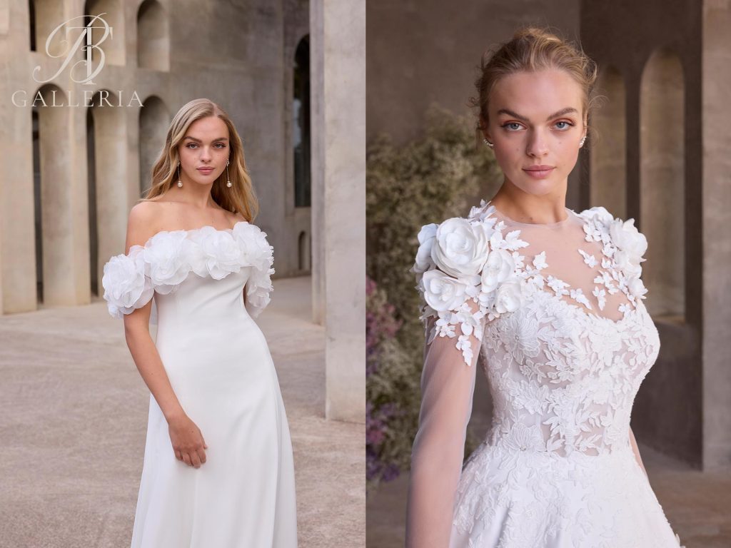 Bride showcasing wedding dress neckline alterations for a perfect fit.