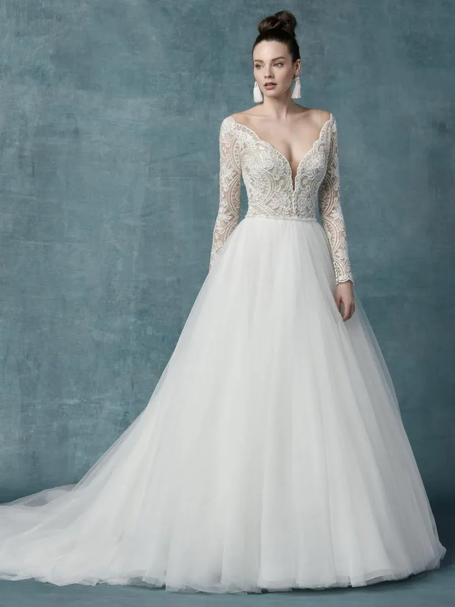 Maggie Sottero Mallory Dawn A line Unique wedding dress designs