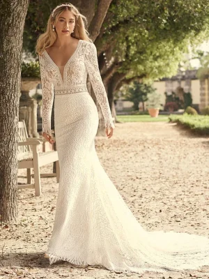 Maggie Sottero drita Fit and Flare Ethereal wedding dresses for outdoor weddings